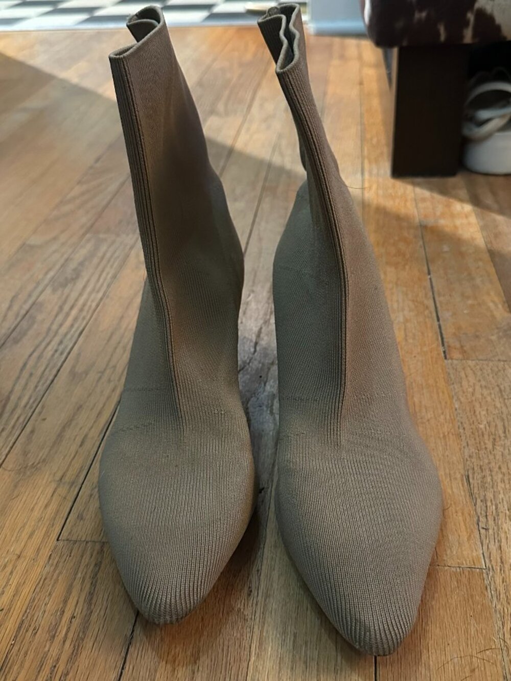 OAK + FORT Taupe Knit Sock Ankle Boots